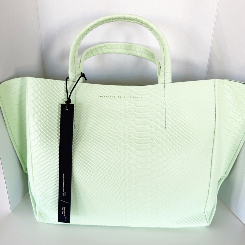 NWT Ampersand As Apostrophe Mint Python Textured Half Tote - Picture 3 of 12